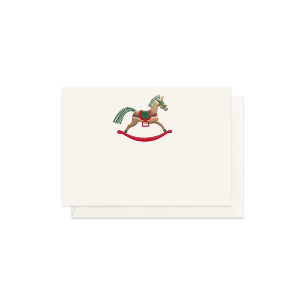 Gold Rocking Horse, enclosure card & envelope