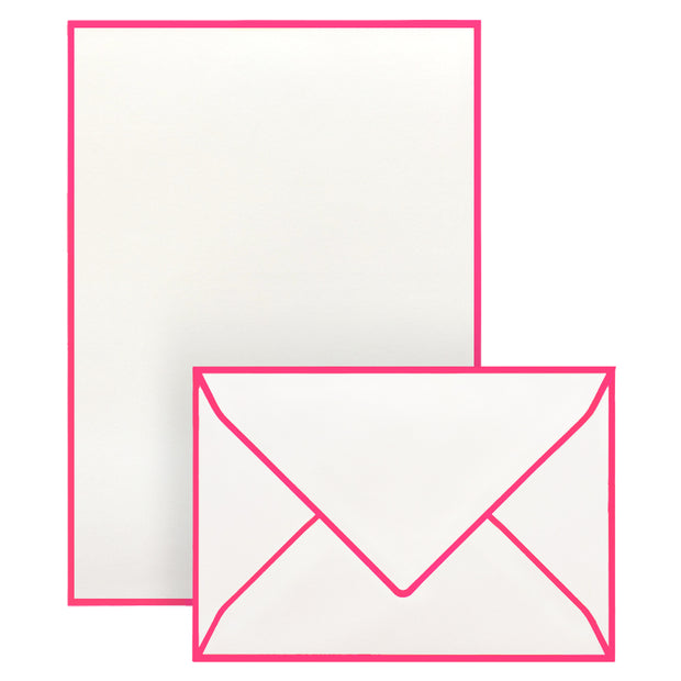 Correspondence Set Fuchsia Pink Border (10 pcs)