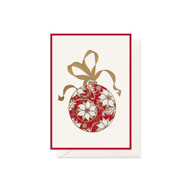 Poinsettia Christmas Ornament Greeting Card