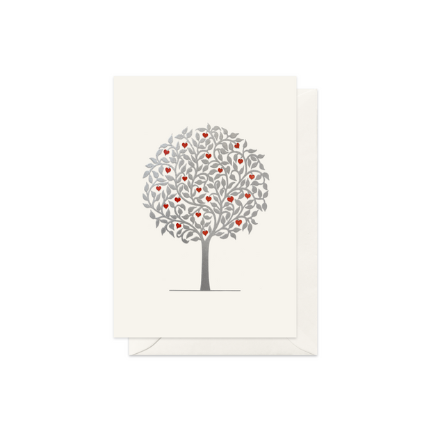 Silver Tree with Hearts Greeting Card
