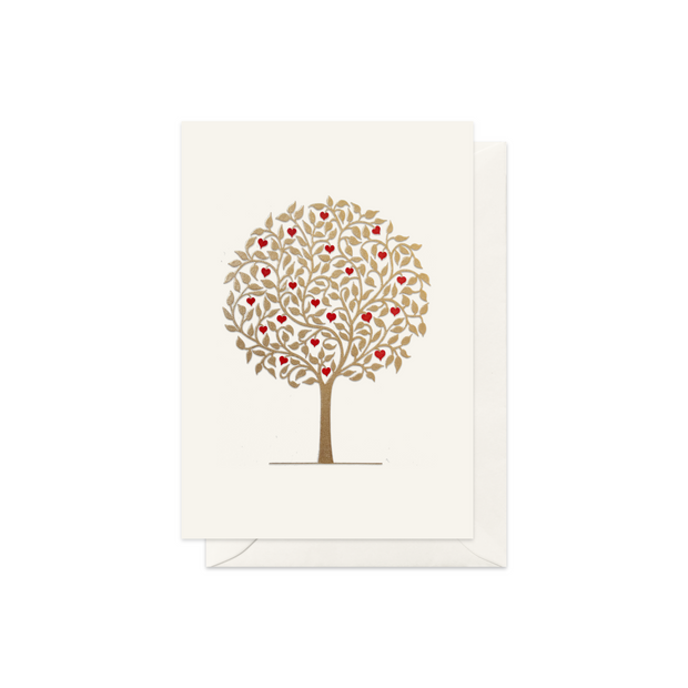 Gold Tree with Hearts Greeting Card