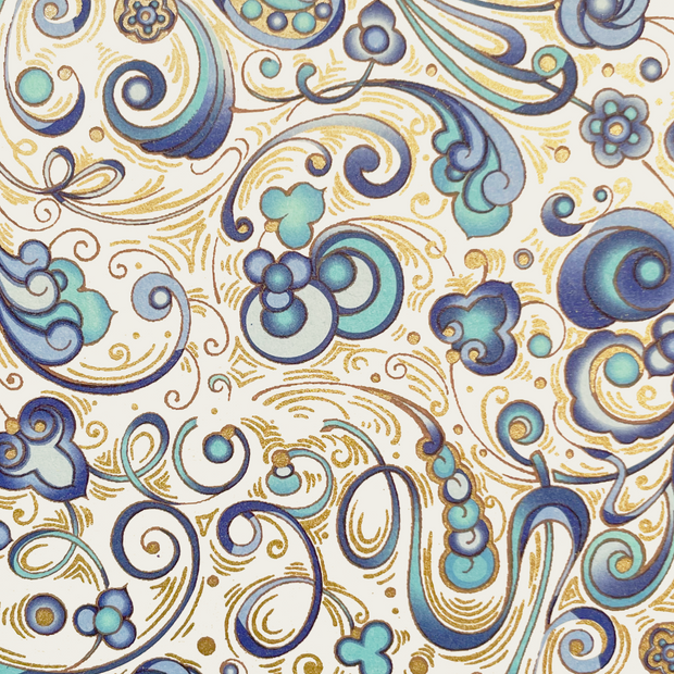 Rossi Blue Art Nouveau Flowers Wrapping paper